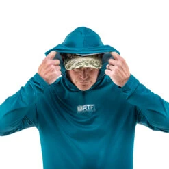 Realtree Men's RTF Blue Hooded Long Sleeve Performance Shirt 6 Realtree Men's RTF Blue Hooded Long Sleeve Performance Shirt -Hunting camouflage Blue Mens Long Sleeve Hooded Shirt details 73380.1656340172