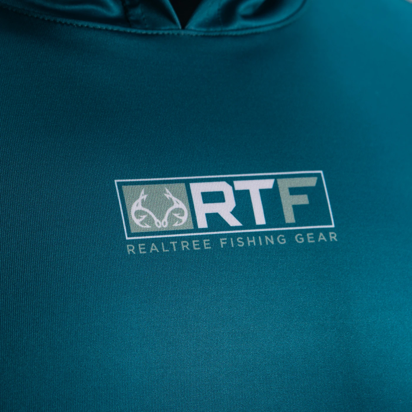 Realtree Men's RTF Blue Hooded Long Sleeve Performance Shirt 5 Realtree Men's RTF Blue Hooded Long Sleeve Performance Shirt - Image 3