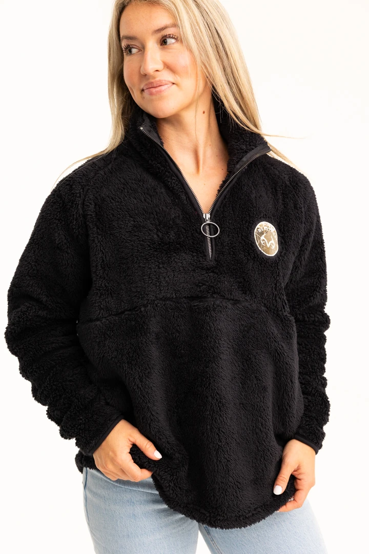 Realtree Women's Jolene Black Sherpa 1/4 Zip Pullover 3 Realtree Women's Jolene Black Sherpa 1/4 Zip Pullover
