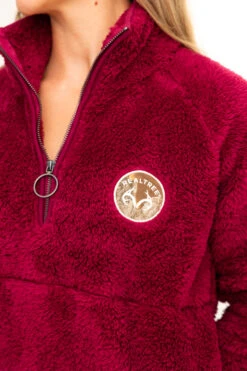 Realtree Women's Jolene Purple Sherpa 1/4 Zip Pullover -Hunting camouflage C30384 PL LOGO 11672.1693240732