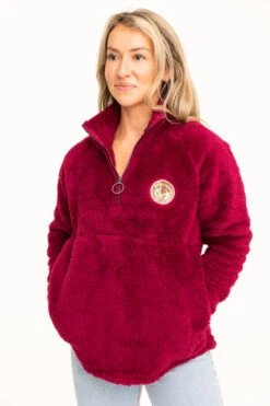 Realtree Women's Jolene Purple Sherpa 1/4 Zip Pullover -Hunting camouflage C30384 PL POCKETS 94817.1693240732