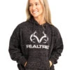 Realtree Women's  Applejack Black Speckled Fleece Hoodie -Hunting camouflage C30385 BK FRONT 41484.1693237309