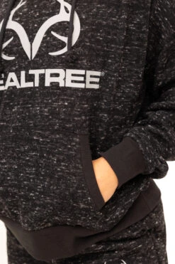 Realtree Women's  Applejack Black Speckled Fleece Hoodie -Hunting camouflage C30385 BK POCKETS 58336.1693237310