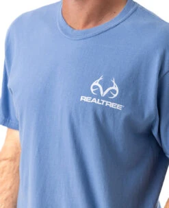 Realtree Men's Whitetail Comfort Colors Blue Shirt -Hunting camouflage DR101 BL FRONT LOGO.JPG 36747.1684264646