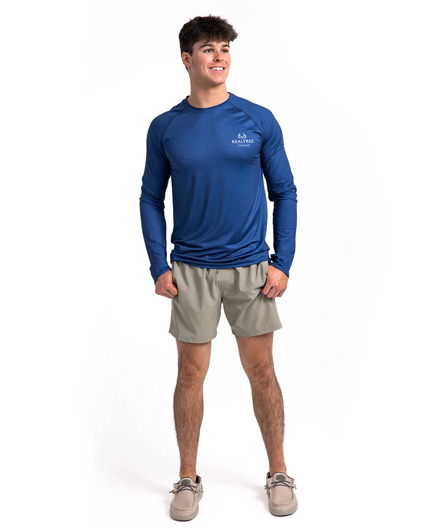 Realtree Fishing Flag Long Sleeve Performance Men's Raglan Blue Shirt 5 Realtree Fishing Flag Long Sleeve Performance Men's Raglan Blue Shirt - Image 3