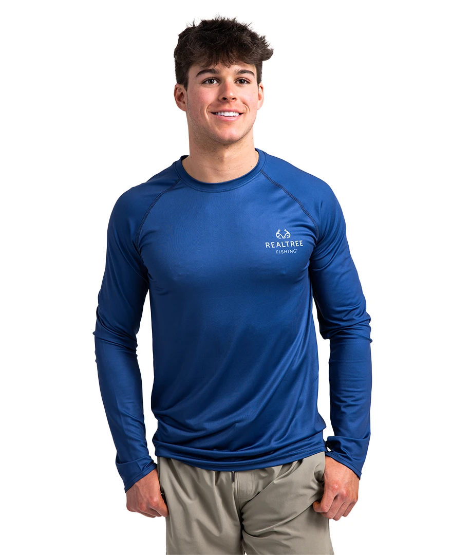Realtree Fishing Flag Long Sleeve Performance Men's Raglan Blue Shirt 4 Realtree Fishing Flag Long Sleeve Performance Men's Raglan Blue Shirt - Image 2