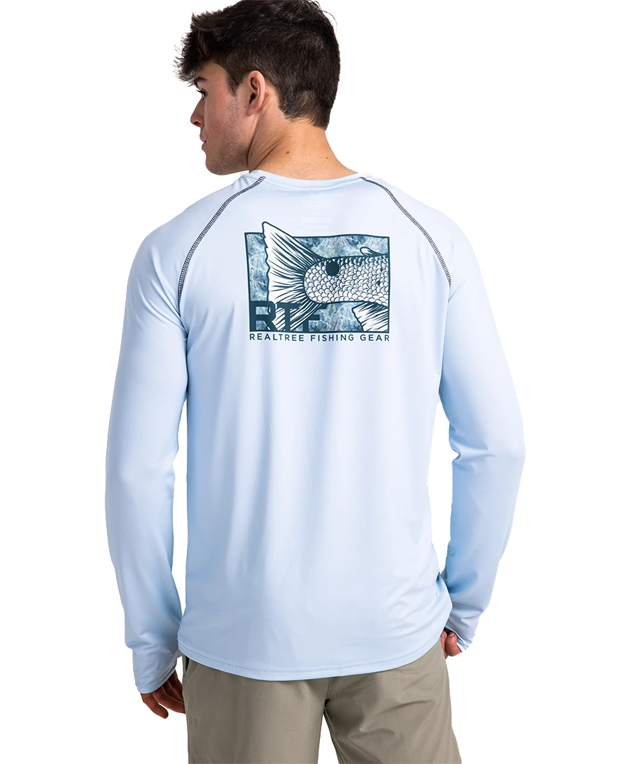 Realtree Fishing Long Sleeve Performance Men's Raglan Blue Shirt 3 Realtree Fishing Long Sleeve Performance Men's Raglan Blue Shirt