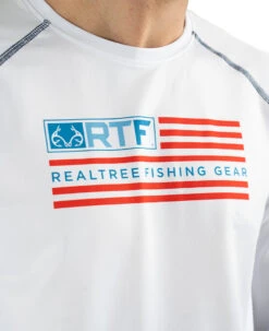 Realtree Fishing Flag Long Sleeve Performance Men's Raglan White Shirt 7 Realtree Fishing Flag Long Sleeve Performance Men's Raglan White Shirt -Hunting camouflage M106 WH DETAILS.JPG 61083.1687525400
