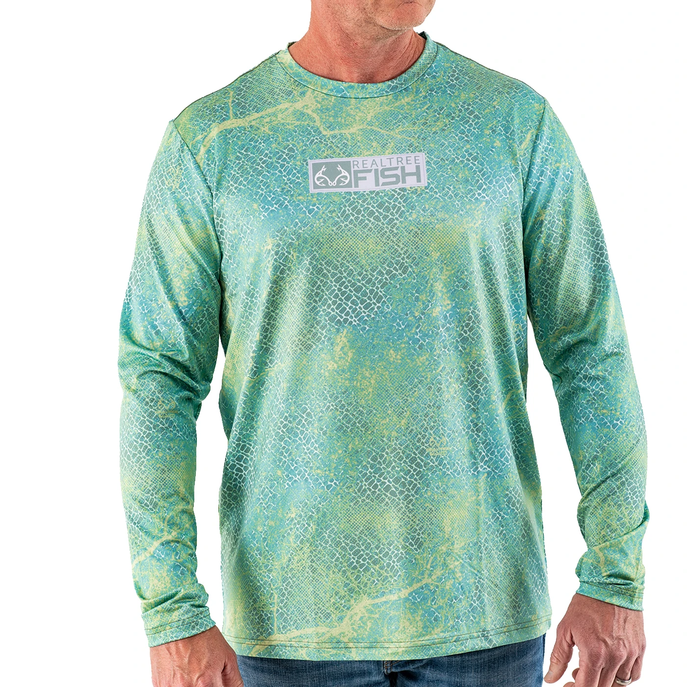 Realtree Men's RTF Mako Green Long Sleeve Performance Shirt 3 Realtree Men's RTF Mako Green Long Sleeve Performance Shirt
