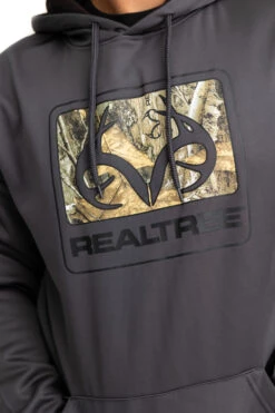 Realtree Men's Coldsnap Gray Performance Hoodie -Hunting camouflage RJOFH11235 B057 LOGO 84830.1693240811
