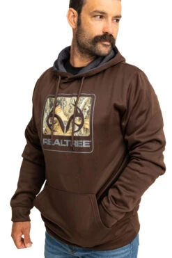 Realtree Men's Coldsnap Brown Performance Hoodie -Hunting camouflage RJOFH11235 B200 TURNED 23530.1693240829