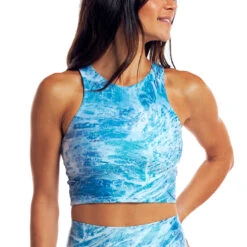 Realtree Women's Midi Tank Sports Bra | Aspect -Hunting camouflage Realtree Aspect Fishing Tank in Blue 03361.1683038021