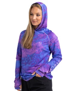 Realtree Fishing Hooded Long Sleeve Performance Women's Purple Raglan Shirt | WAV3 -Hunting camouflage W105 WP HOOD.JPG 59728.1682458000