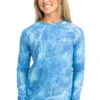 Realtree Fishing Long Sleeve Performance Women's Blue Raglan Shirt | Mako -Hunting camouflage W106 MB MAIN 14819.1692990422