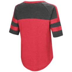 Realtree Women's  Double Stripe Burnout Shirt -Hunting camouflage Womens Double Stripe Burnout Short Sleeve Shirt red back 80475.1560870957