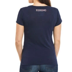 Realtree Women's Dual Blend V-neck Shirt -Hunting camouflage Womens Dual Blend V neck Shirt Navy back 99520.1682541539