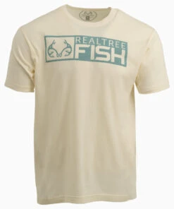 Realtree Men's Fish Short Sleeve Logo Shirt -Hunting camouflage tan shirt 29915.1646929664