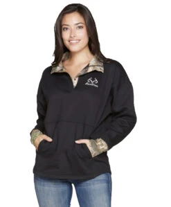 Realtree Women's Aspen 1/4 Snap Fleece Pullover -Hunting camouflage women black copy 36349.1682542627