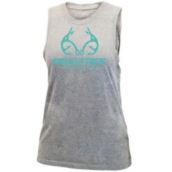 Realtree Women's Fishing Tie-Back Tank -Hunting camouflage womens fishing tie back tank gray 88300.1560871330
