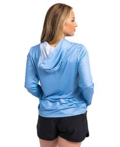 Realtree Women's RTF Blue Hooded Long Sleeve Performance Shirt -Hunting camouflage womens light blue hooded shirt 880x10803 12309.1682962017